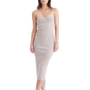 Naadam Naia Cashmere Ribbed Strappless Midi  Dress NWT Color Pebble Size…